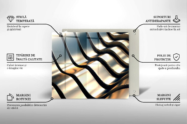 Sklenená doska na krájanie 3D kovové tvary