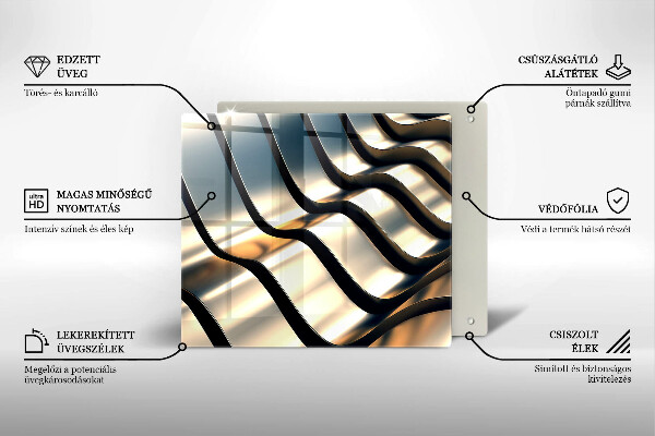 Sklenená doska na krájanie 3D kovové tvary