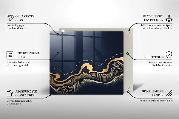 Sklenená doska na krájanie Abstraktné zlaté čiary