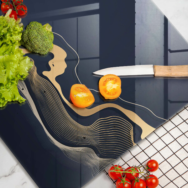 Sklenená doska na krájanie Abstraktné zlaté čiary