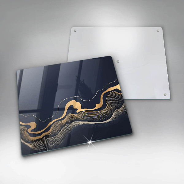 Sklenená doska na krájanie Abstraktné zlaté čiary