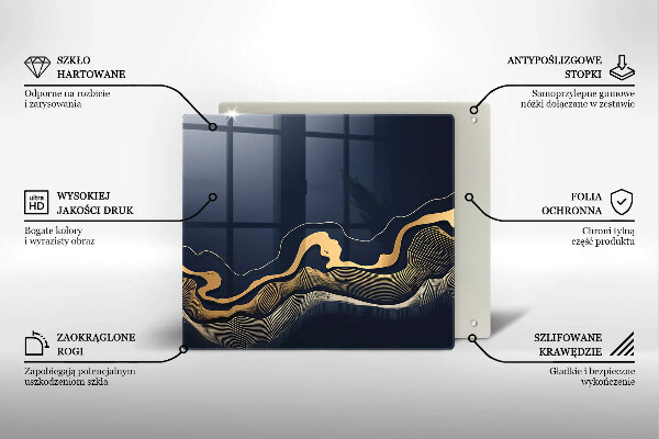 Sklenená doska na krájanie Abstraktné zlaté čiary