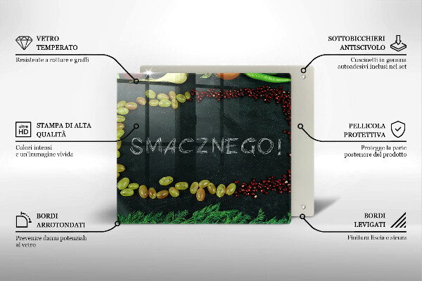Sklenená doska na krájanie Nápis Smacznego!