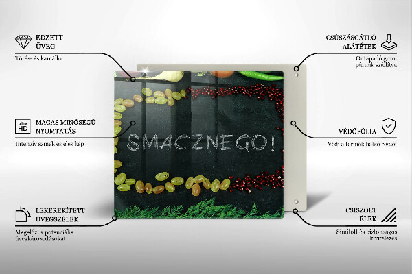 Sklenená doska na krájanie Nápis Smacznego!