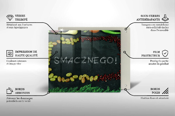 Sklenená doska na krájanie Nápis Smacznego!