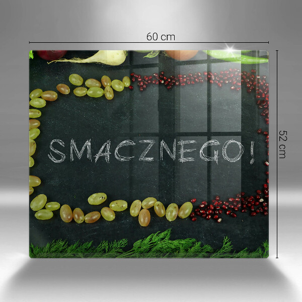 Sklenená doska na krájanie Nápis Smacznego!