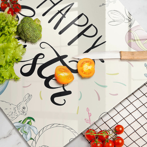 Sklenená doska na krájanie Happy Easter