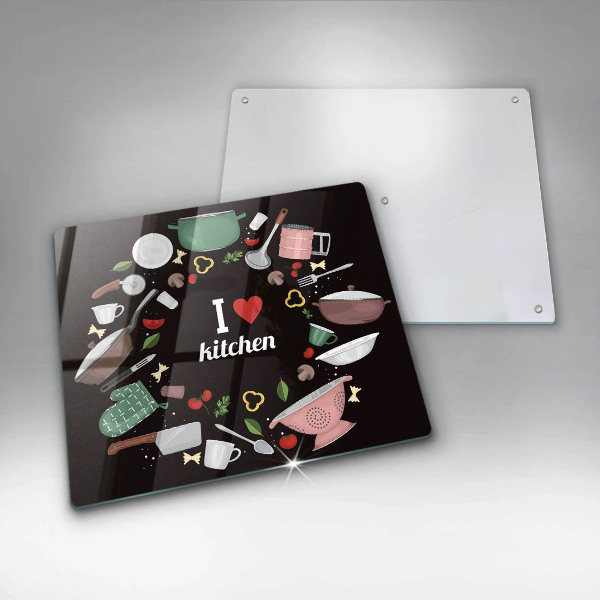 Sklenená doska na krájanie Ilustrácia Milujem kuchyňu