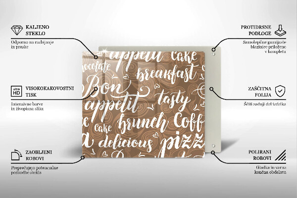 Sklenená doska na krájanie Bon appetit titulky