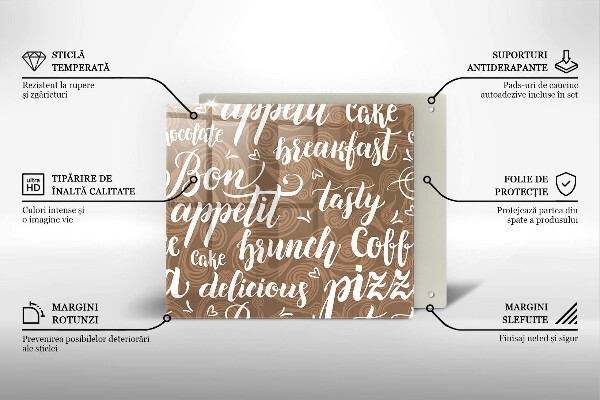 Sklenená doska na krájanie Bon appetit titulky