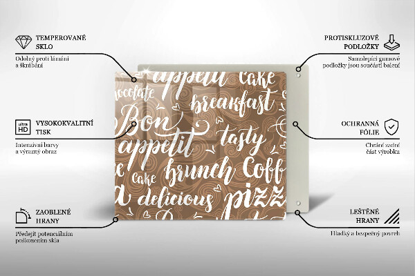 Sklenená doska na krájanie Bon appetit titulky