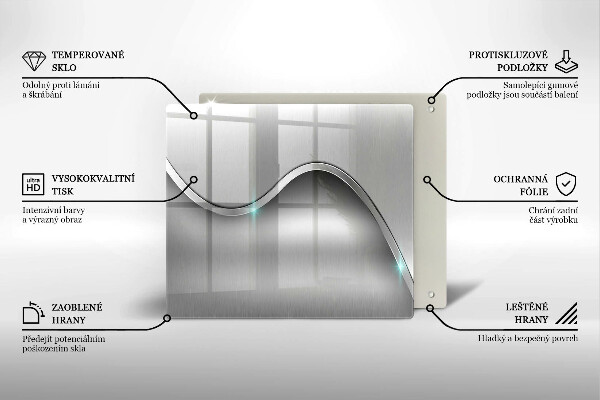 Sklenená doska na krájanie Kovová abstrakcia