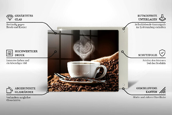 Sklenená doska na krájanie Káva a šálka