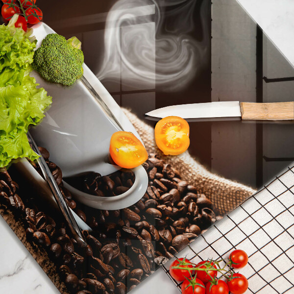 Sklenená doska na krájanie Káva a šálka