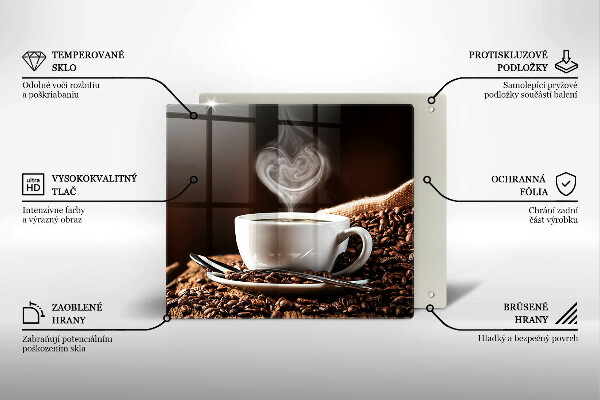 Sklenená doska na krájanie Káva a šálka