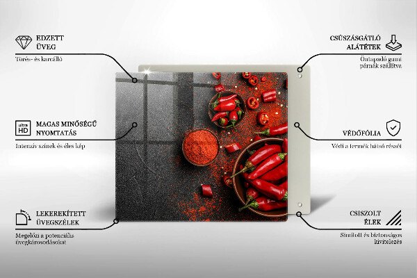 Sklenená doska na krájanie Červené chilli papričky