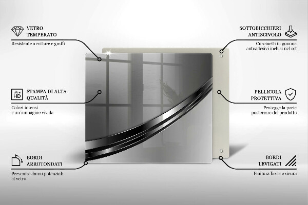 Sklenená doska na krájanie Kovová abstrakcia