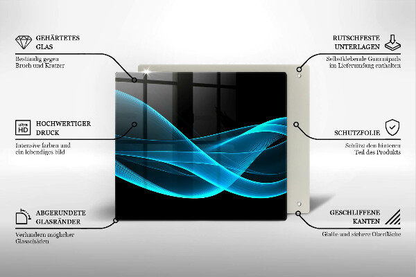 Sklenená doska na krájanie Modrá abstrakcia