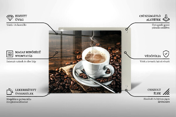 Sklenená doska na krájanie Šálka a kávové zrná