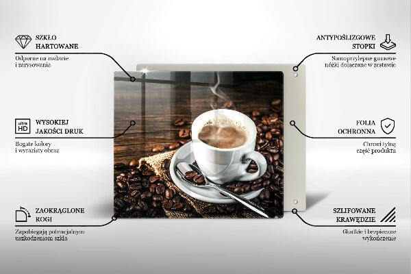 Sklenená doska na krájanie Šálka a kávové zrná