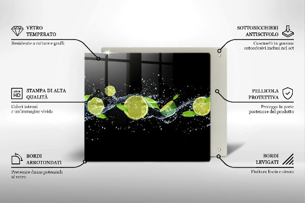 Sklenená doska na krájanie Limetková mätová voda