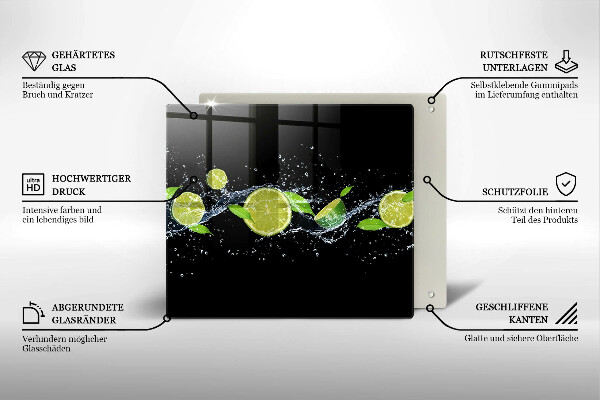 Sklenená doska na krájanie Limetková mätová voda