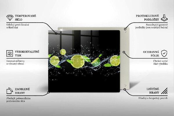 Sklenená doska na krájanie Limetková mätová voda