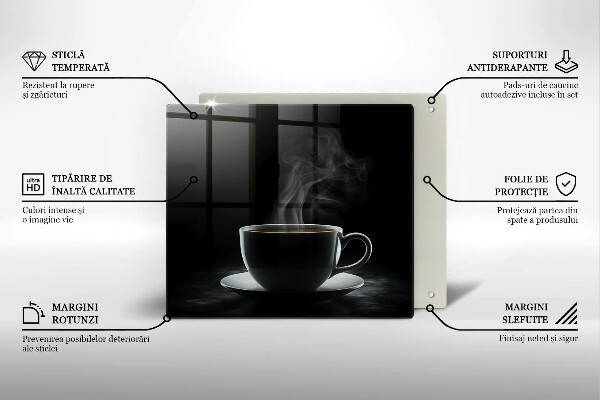 Sklenená doska na krájanie Horúca šálka kávy