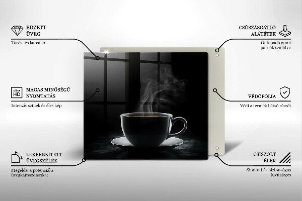 Sklenená doska na krájanie Horúca šálka kávy