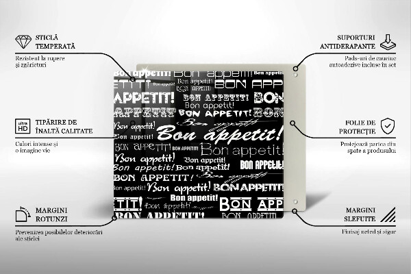 Sklenená doska na krájanie Bon appetit