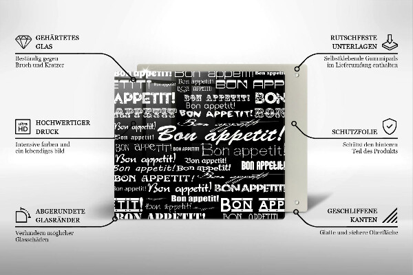 Sklenená doska na krájanie Bon appetit