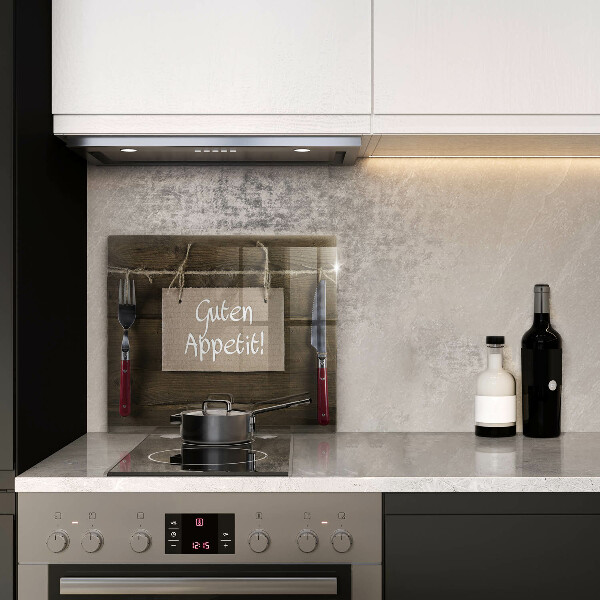 Sklenená doska na krájanie Nápis Guten Apetit na doskách