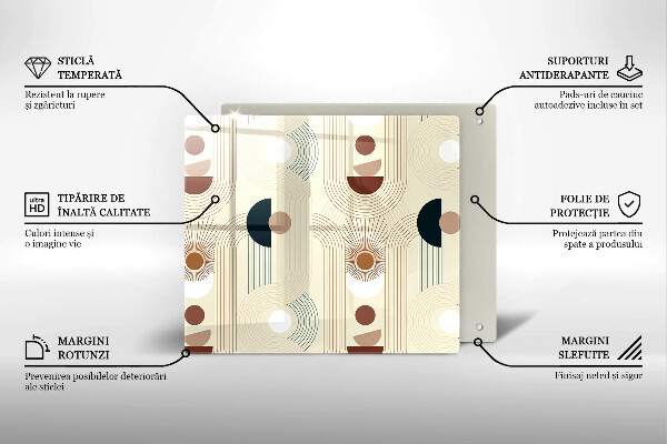 Sklenená doska na krájanie Boho geometrické tvary