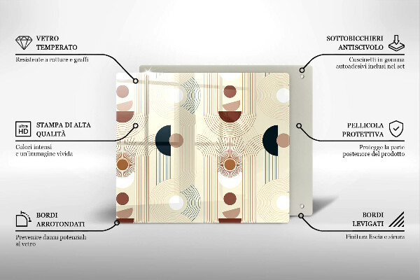 Sklenená doska na krájanie Boho geometrické tvary