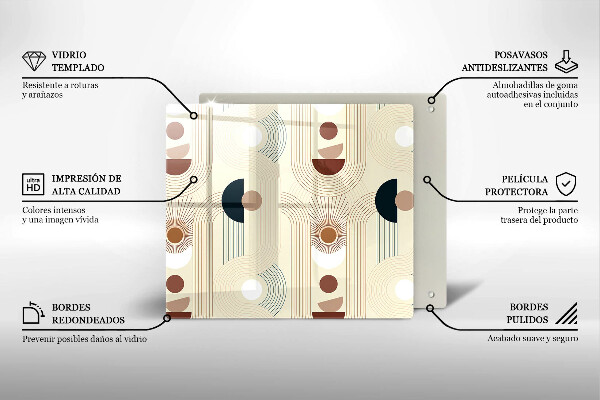 Sklenená doska na krájanie Boho geometrické tvary