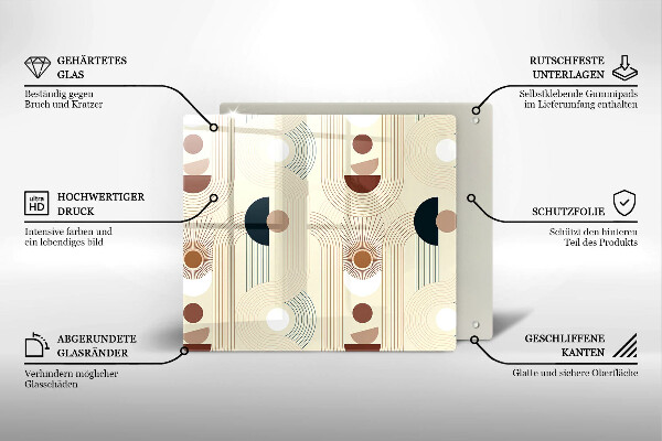 Sklenená doska na krájanie Boho geometrické tvary