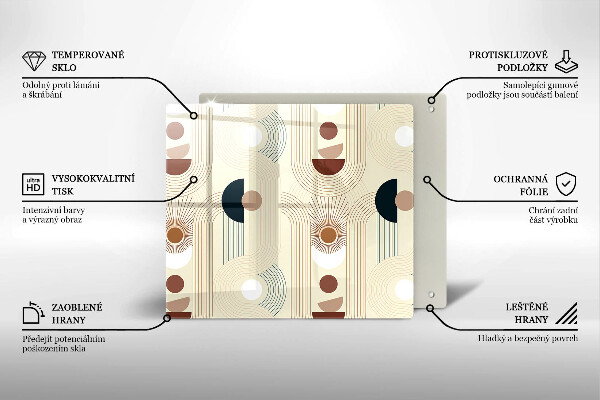 Sklenená doska na krájanie Boho geometrické tvary