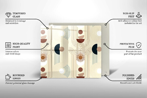 Sklenená doska na krájanie Boho geometrické tvary