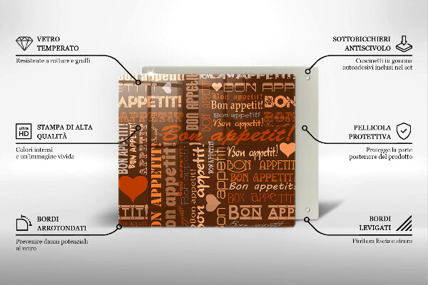 Sklenená doska na krájanie Bon appetit titulky