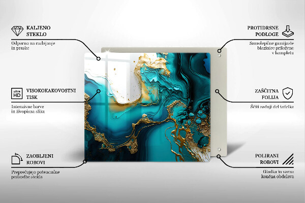 Kuchynská doska zo skla Tyrkysová abstrakcia