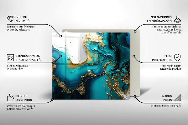Kuchynská doska zo skla Tyrkysová abstrakcia