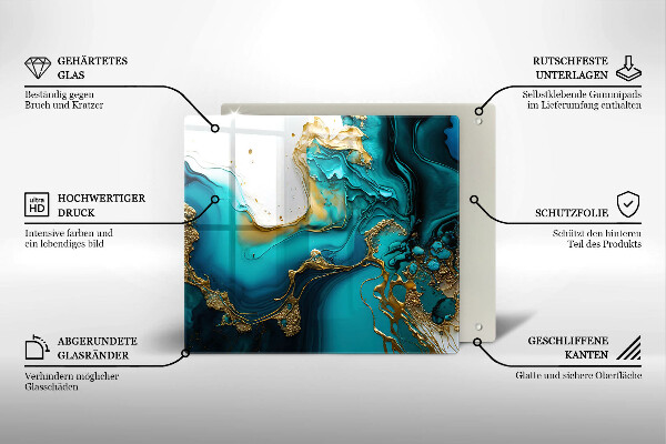 Kuchynská doska zo skla Tyrkysová abstrakcia