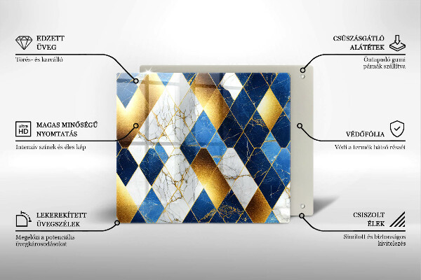 Kuchynská doska zo skla Zlaté mramorové kosoštvorce