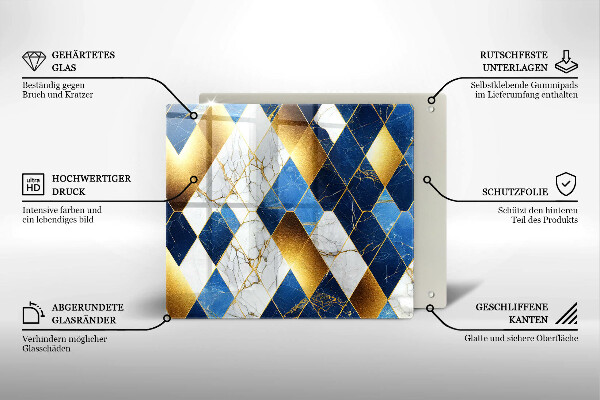 Kuchynská doska zo skla Zlaté mramorové kosoštvorce