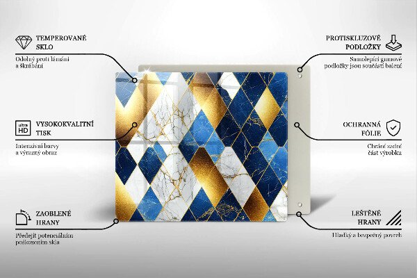 Kuchynská doska zo skla Zlaté mramorové kosoštvorce