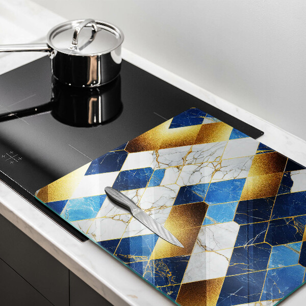 Kuchynská doska zo skla Zlaté mramorové kosoštvorce