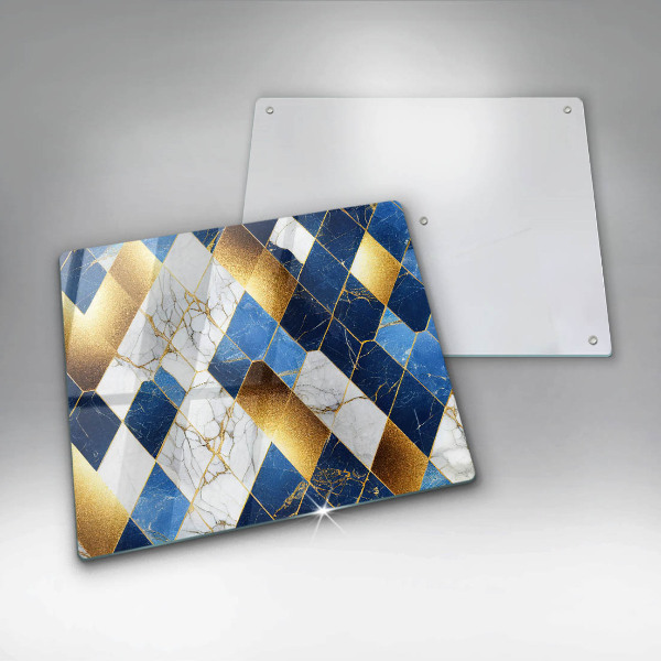 Kuchynská doska zo skla Zlaté mramorové kosoštvorce