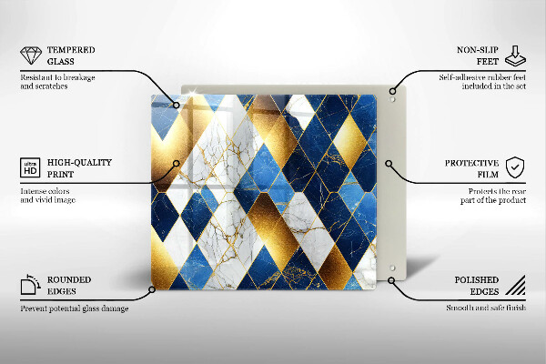 Kuchynská doska zo skla Zlaté mramorové kosoštvorce