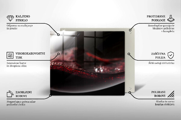 Kuchynská doska zo skla Červené víno v pohári