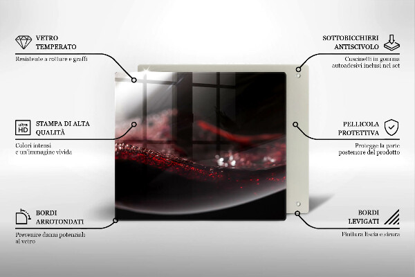Kuchynská doska zo skla Červené víno v pohári